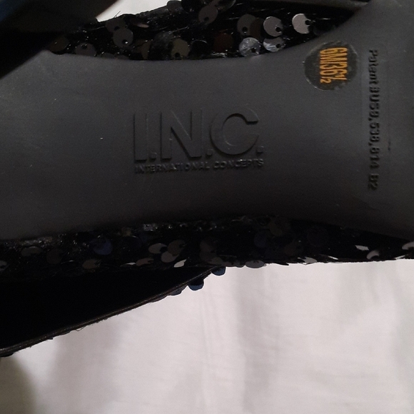 INC International Concepts Black Sequin Heeled Boots - Picture 2 of 6